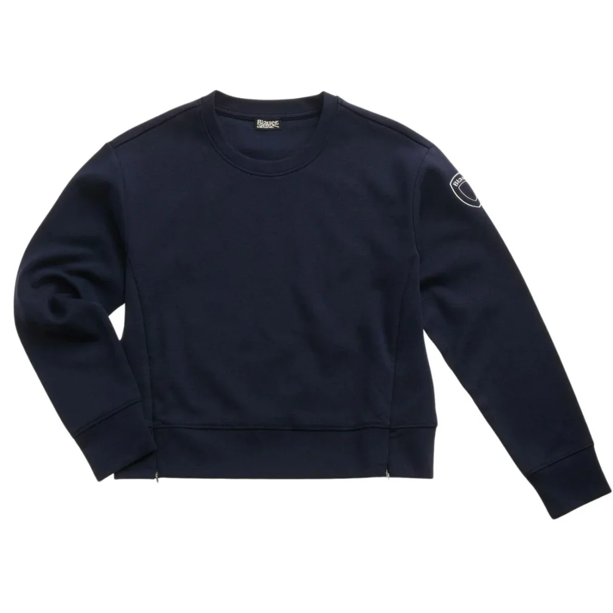Felpa Girocollo Con Zip Donna Blu - immagine 2