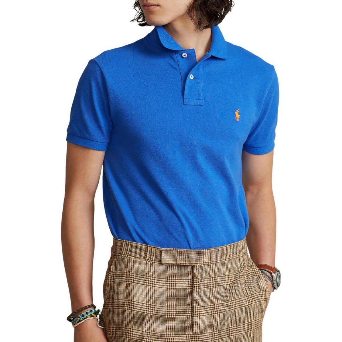 Polo Slim Fit Mesh Uomo Blu Iris - immagine 3